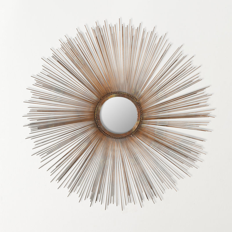 Caldicot Sunburst Framed Accent Mirror in Burnt Copper