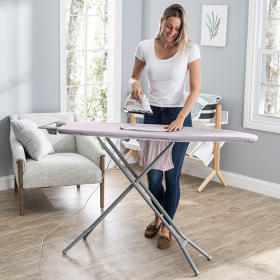Seymour Home Products Adjustable Height 4 Leg Ironing Board with Mesh Top and Iron Rest