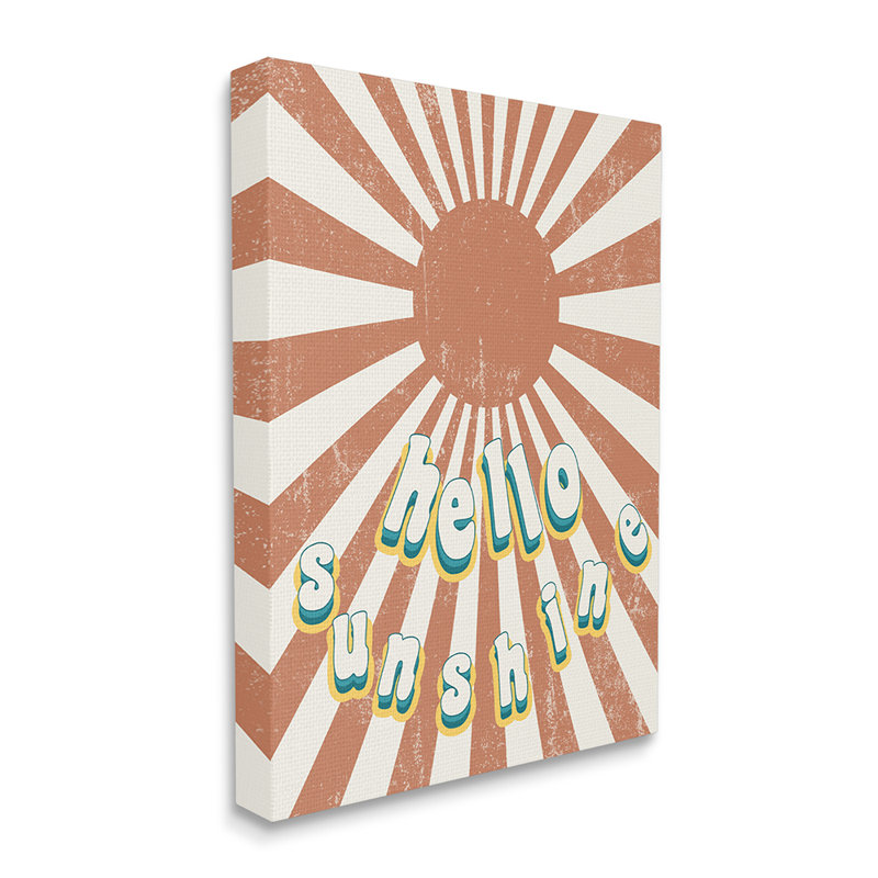 «Playful Hello Sunshine Expression Orange Sun Burst» par Daphne Polselli - impression d'art graphique, Toile tendue