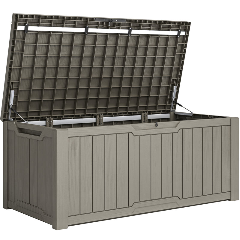 Coffre de terrasse en résine résistant à l'eau 110-240 gallons avec serrure à combinaison Edrosie Inc, 130, Blanc