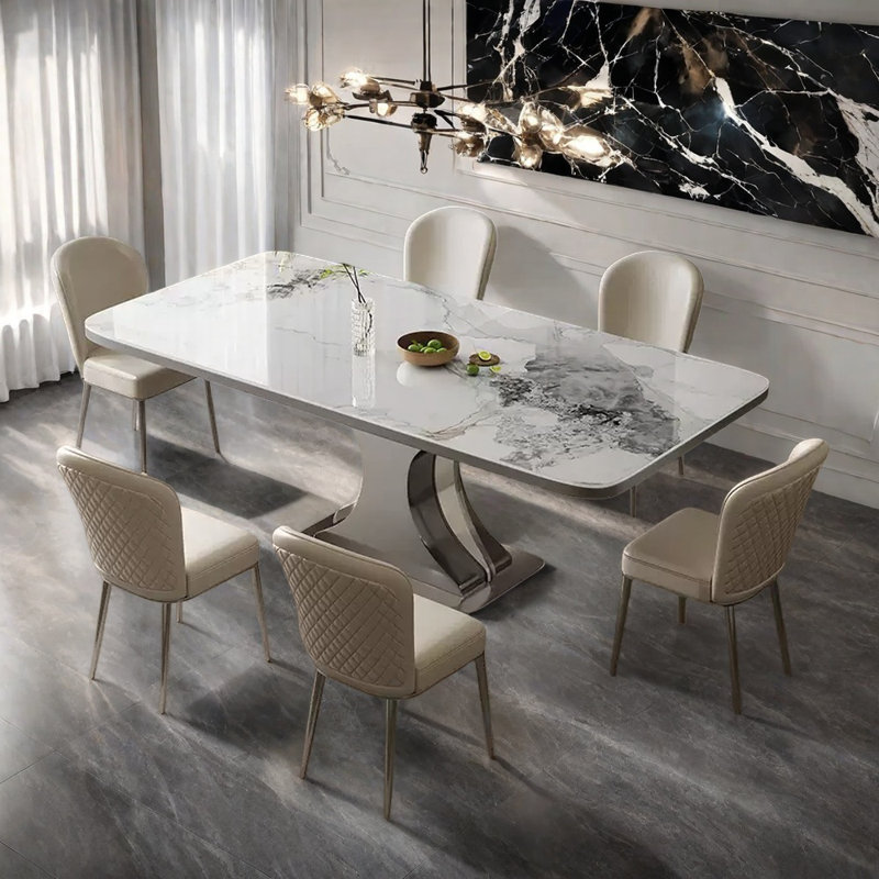 Household small rectangular dining table set, 29.52"H x 70.86"L x 35.43"W