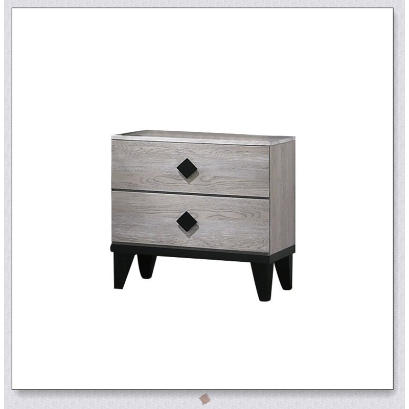Table de chevet Smithson de style rétro avec deux tiroirs pour un rangement généreux et une fabrication durable