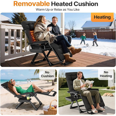 Heated XL Zero Gravity Lounge Chair, 29" Oversized Recliner with Cushion & 3 Heat Settings by Arlmont & Co.