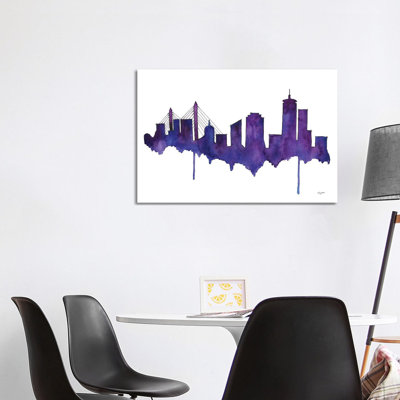 Boston Skyline 1 Piece Wrapped Canvas Painting