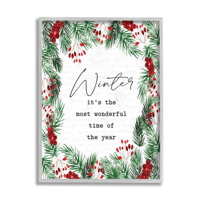Couronne de Noël par lettres et doublées-impression d’art graphique most wonderful time