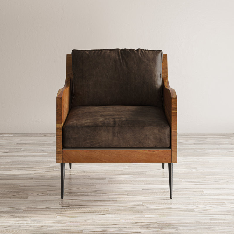 Fauteuil en cuir fleur 31 po Brigit, Bourbon
