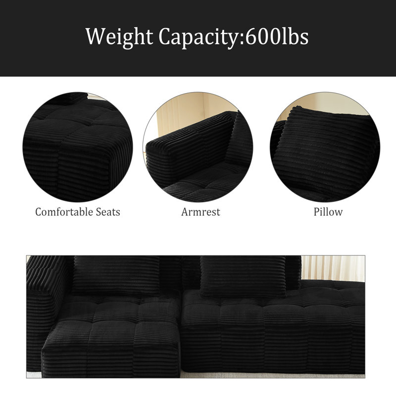 L-Shape Modular Compressed Couch,Cloud Sectional Sofa With Chaise Lounge,No Assembly Required,Upholstered Oversized Couches For Living Room,Apartment