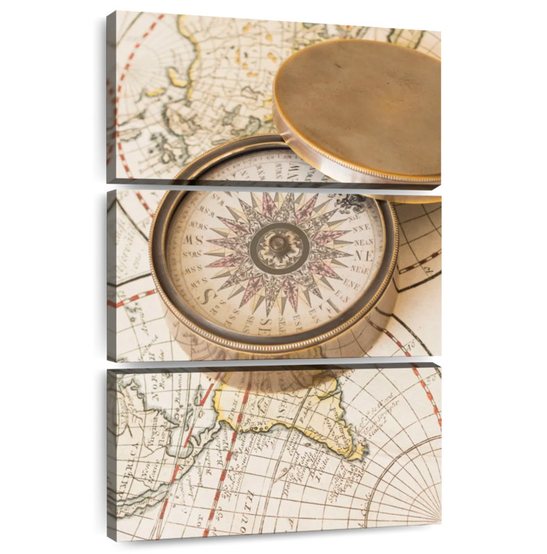 Aletra Antique Metal Compass, 57" H x 36" W