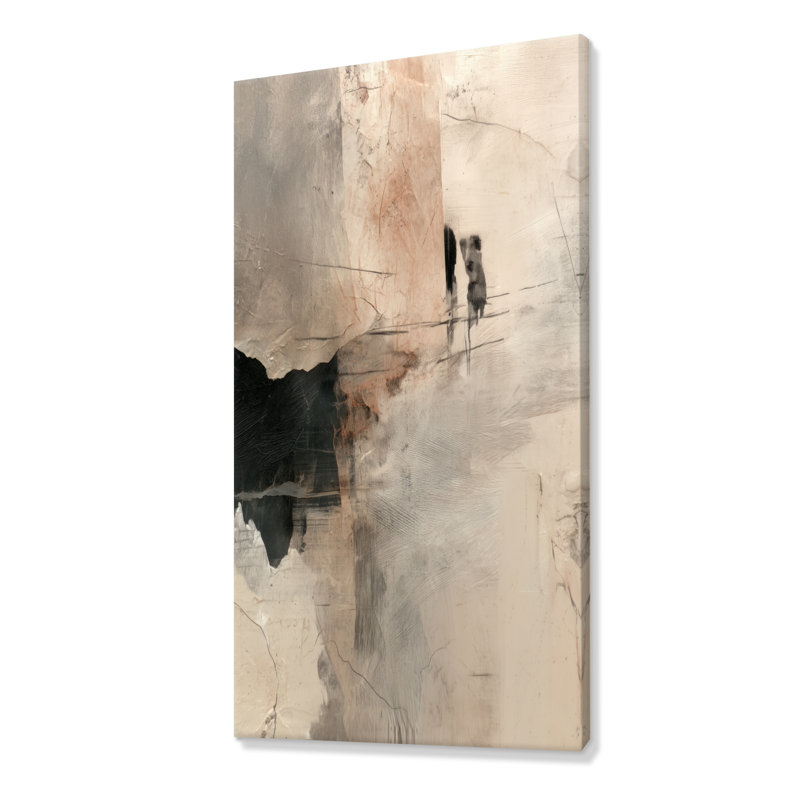 «Black and Grey Brushstroke», peinture abstraite, impression sur toile, collage mural abstrait noir, H 60 po x l 28 po