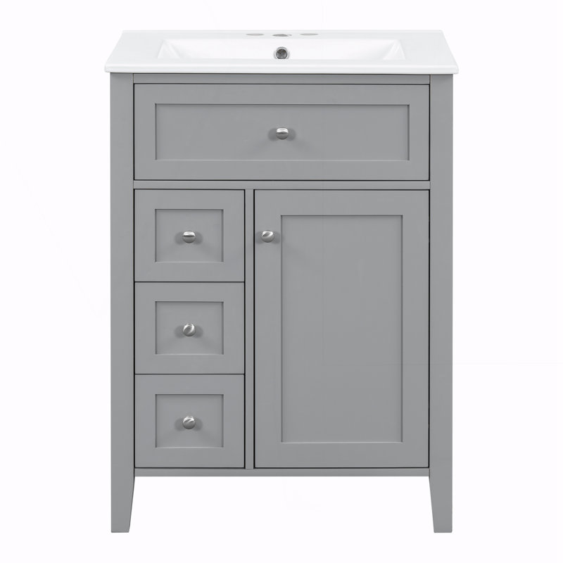 Meuble-lavabo de salle de bain avec lavabo, Gris