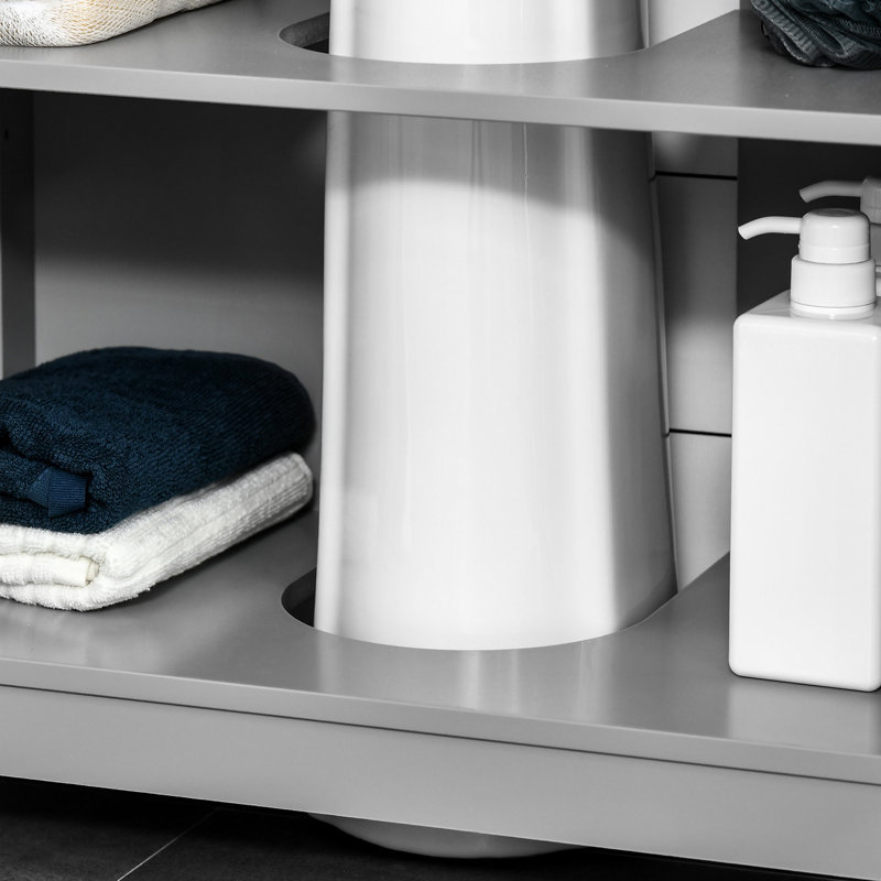 Armoire de rangement sous l'évier gris avec portes - 2 tablettes réglables pour un look de salle de bain