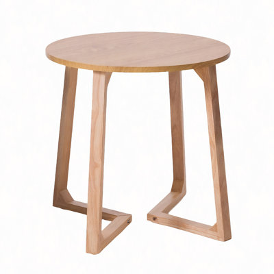 24" Round End Table Modern Solid Wood Sofa Side  Table With V-Shaped Legs, Small Coffee Table For Small Space Living Room, Nightstand For Bedroom