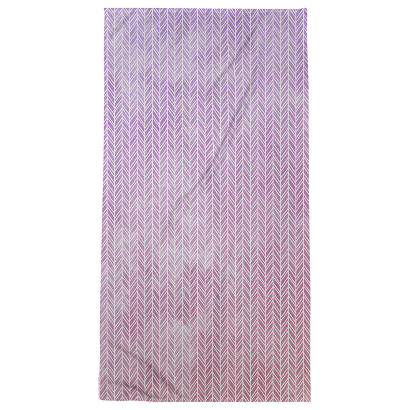 Serviette de bain à chevrons, Rouge / Mauve