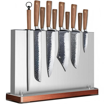 Metal Magnetic Knife Holder Magnets Kitchen Storage Universal Magnetic Knife Block Without Knives Stainless Steel Knife Magnetic Strip Stand Race Cutlery Display Stand Saves Counter Space