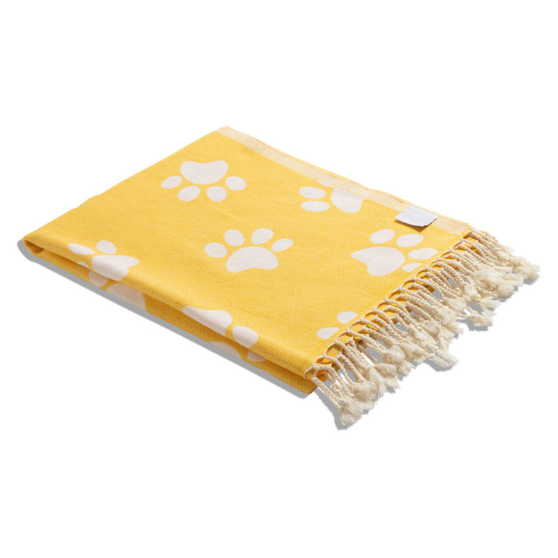 Serviette turque Chanyah Paw Print, Jaune