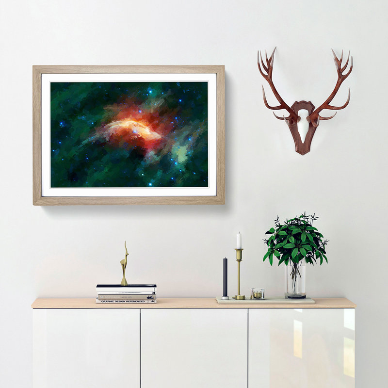 Out of Space Vol.37 in Abstract - Picture Frame Graphic Art Print, 62cm H x 87cm W x 2cm D, Oak Framed