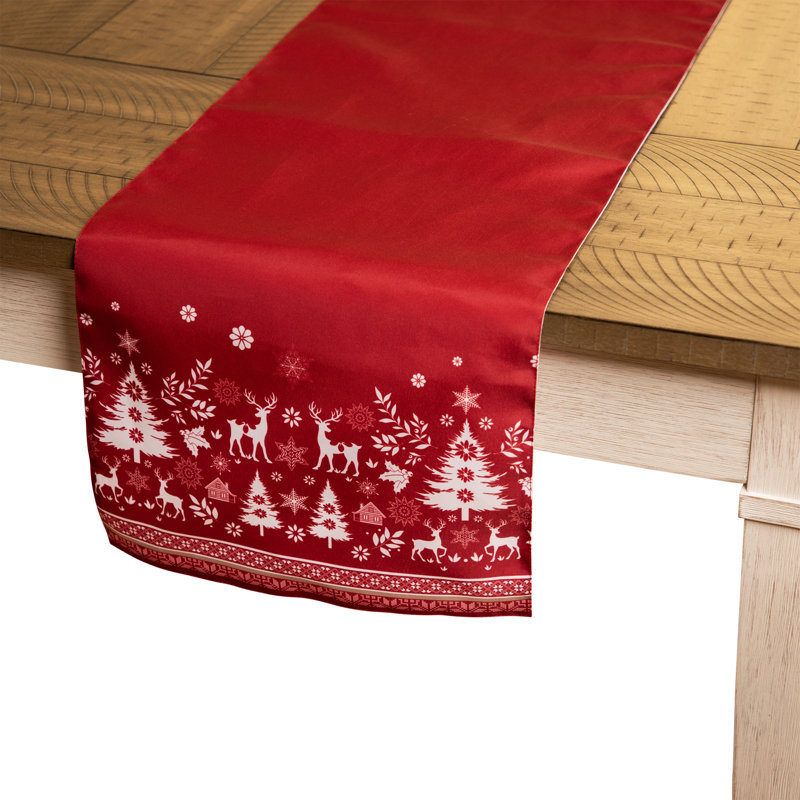 Chemin de table rectangulaire de Noël renne et flocons de neige - 90 po