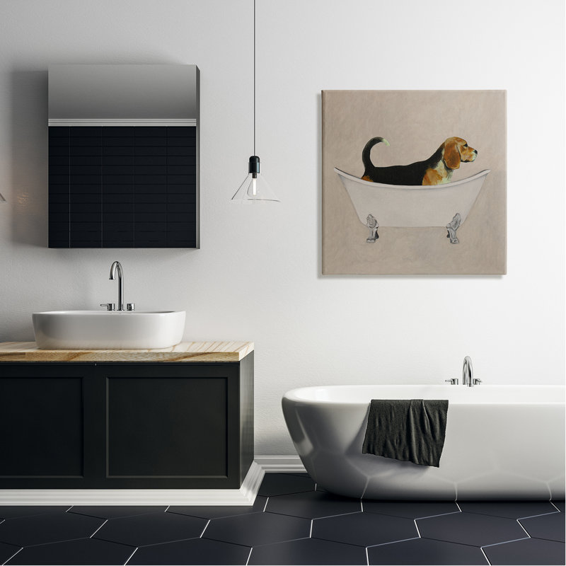 Aw-351-Canvas Beagle In Tub Bathroom Pet on Canvas par Coco De Paris, peinture, H 30 po x l 30 po x P 1,5 po