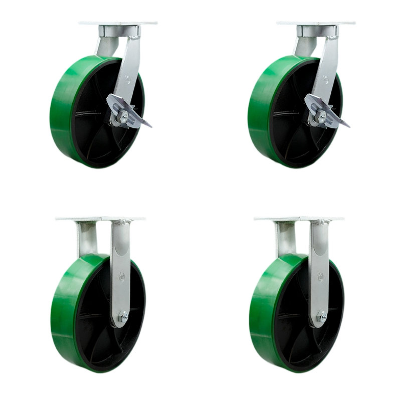 Ensemble de roulettes en poly robuste sur roulettes en fonte 2 freins 2 rigides SCC