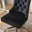 Chaise de bureau moderne rembourrée et capitonnée à boutons avec base en métal-318416934