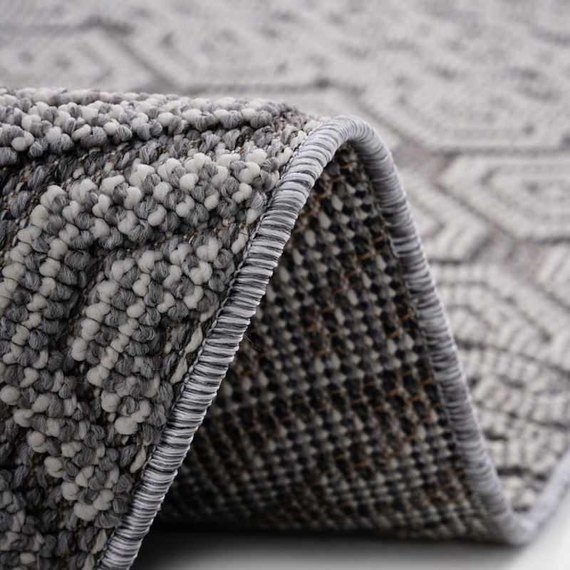 5x7 Grey/white Geometric Carpet For Home Use, Style, Stain , Non-shedding, /pet-, Easy To Clean, , Medium Pile, Cotton Backing, Without Latex Grey And White Area Rug, Fashionable Look, Pet Safe