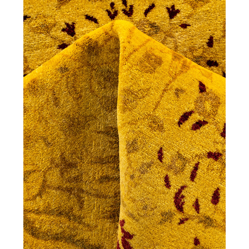 Overdyed Hand-Knotted Wool Modern-Contemporary Yellow Area Rug 6' 3" x 8' 10"