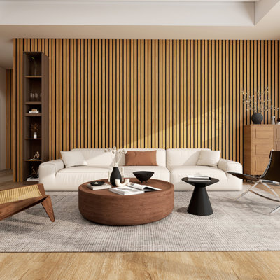 2 PCS 114.17"L X 23.62"W Acoustic/Sound Proof Wood Slat Wall Panels, Eco-Wood Look For Home/Office Wall & Ceiling (37.45 Sq. Ft.)