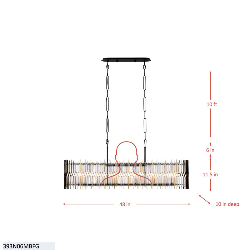 Luminaire suspendu linéaire 6 lumières Park Row, 6