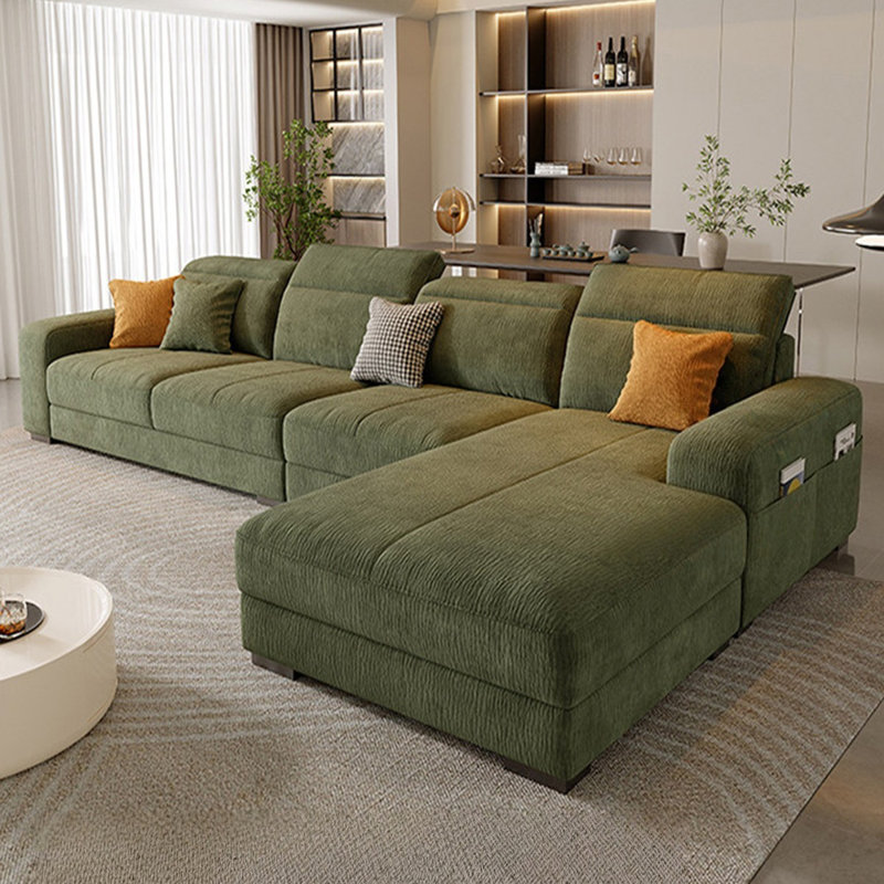 Canapé modulaire 3 pièces rembourré, Face à la droite, Vert, H 35,43 po x l 110,24 po x P 68,9 po