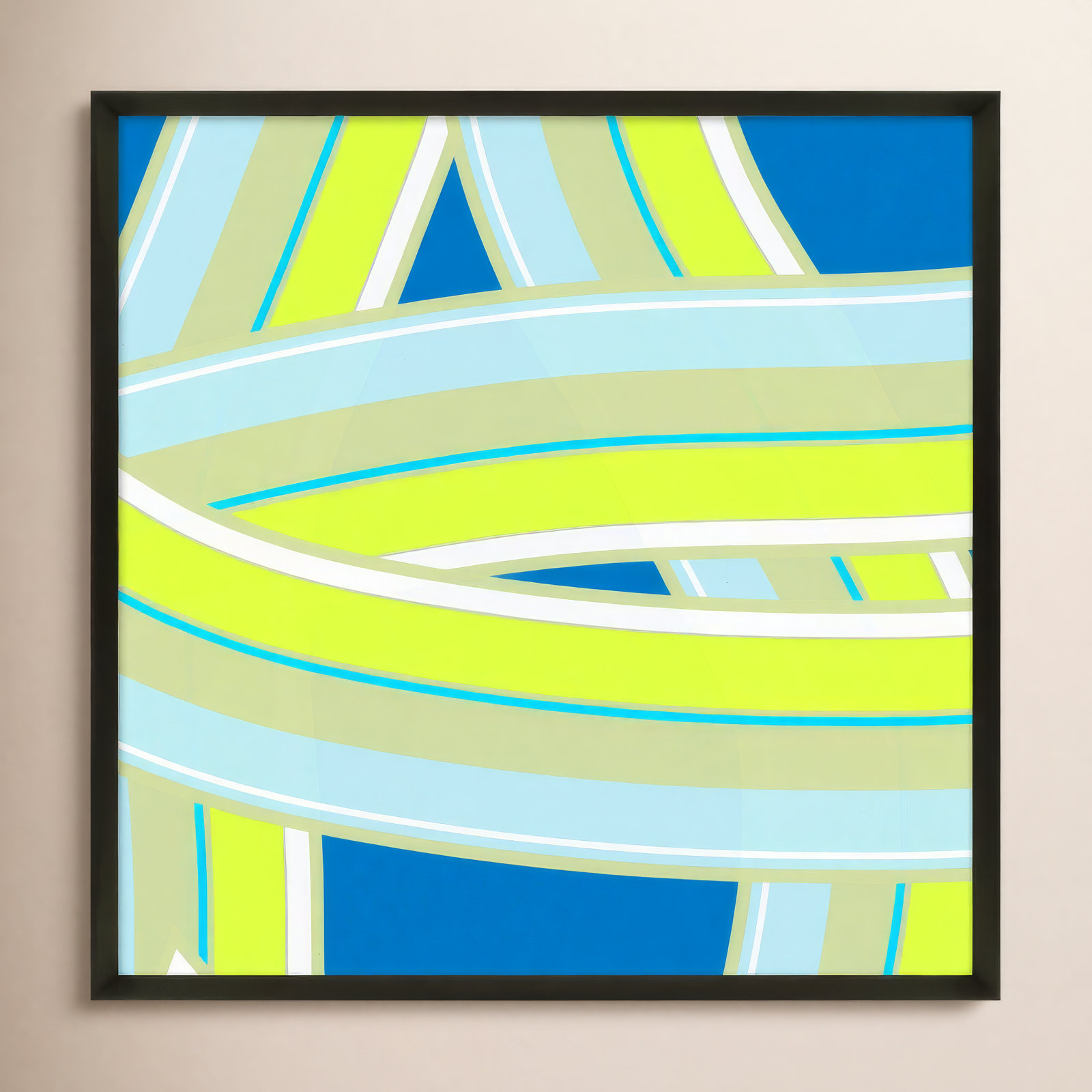 Zackary "Summer Twist" Print by Jacques Pilon, Black Wood, 16" H x 16" W x 1.25" D