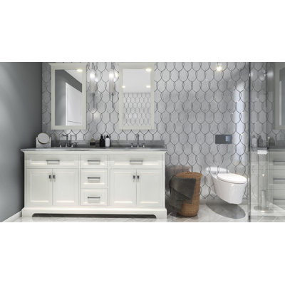 10.75 in. x 13 in. Glossy Marble Tile