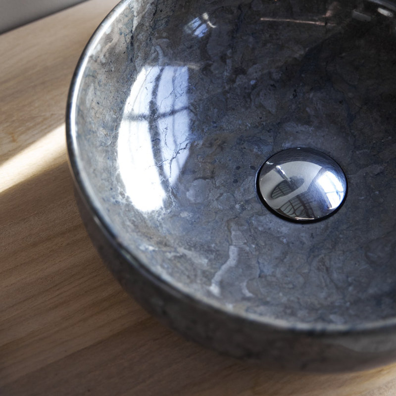 Tikamoon Pia 33mm L x 33mm W Marble Round Sink, Dark Grey