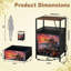 Table de chevet 2 tiroirs avec station de charge, table de chevet pour chambre à coucher avec ports USB, tablette ouverte noire, table de chevet avec pont arqué Fantasy Castle Sunset