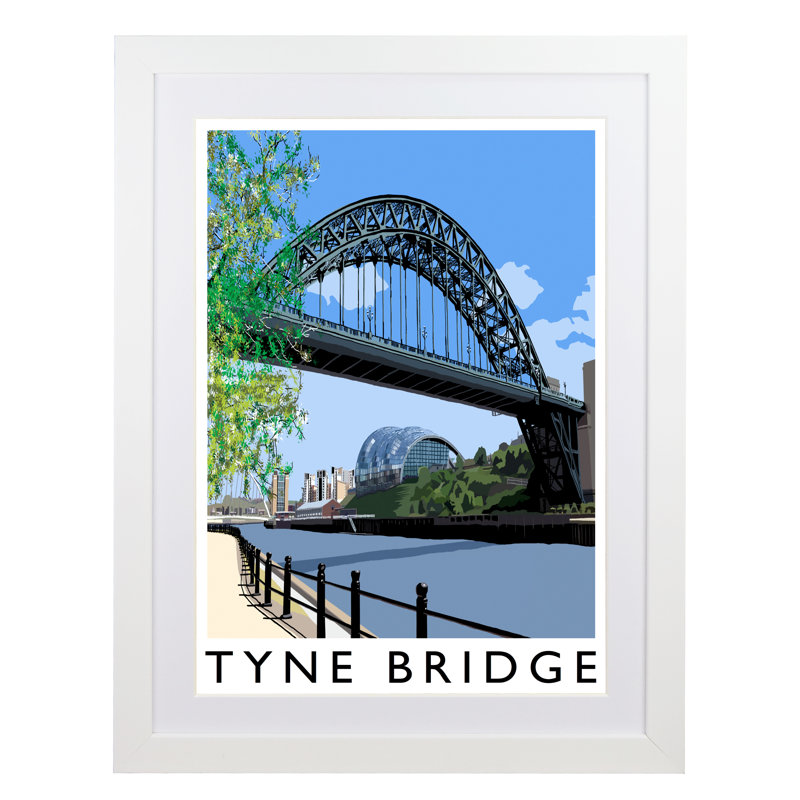 'Tyne Bridge' by Richard O'Neil - Print, White Wood Frame, 43.5 cm H x 33.5 cm W x 2.2 cm D