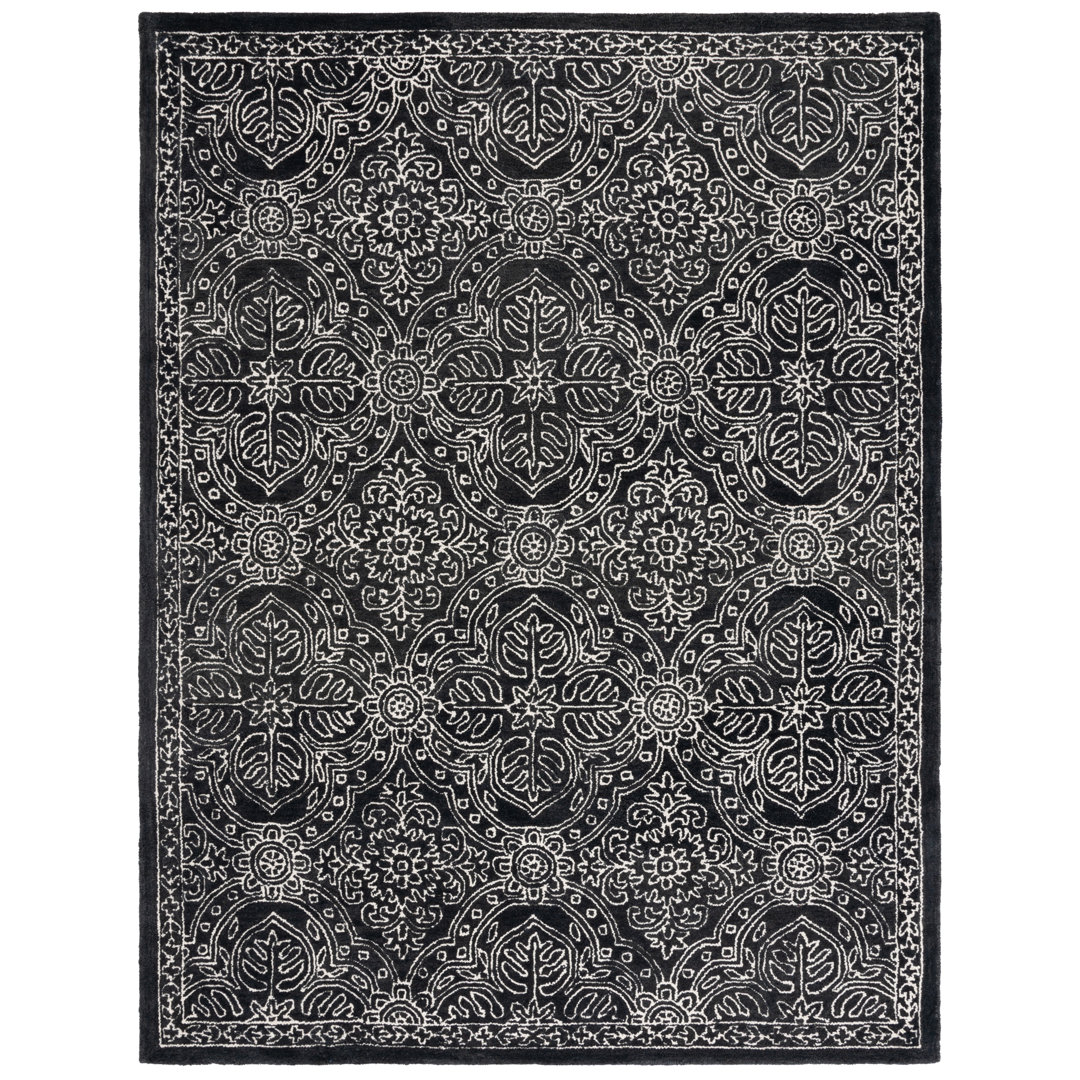 Etienne Lauren Ralph Lauren Hand Tufted Wool/Cotton Damask Rug in Ivory/Black Lauren Ralph Lauren Rug 