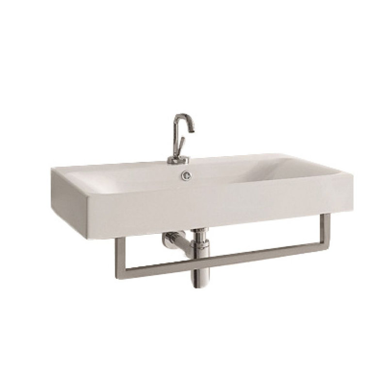 Évier Cento 3532 en blanc brillant et console murale Cento 9249 en noir mat