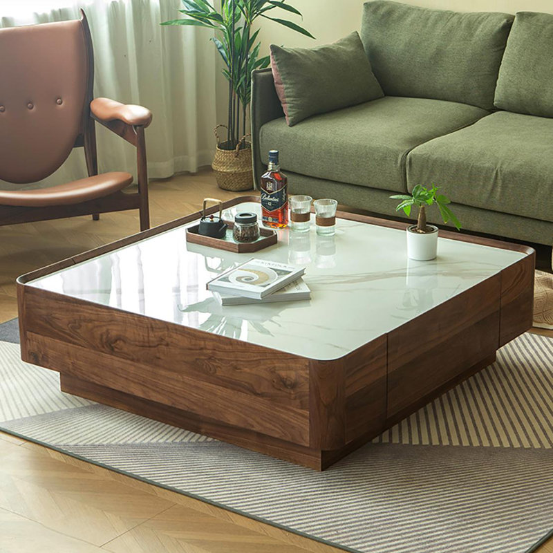 Table en noyer noir, H 15 po x L 47,2 po x l 47,2 po