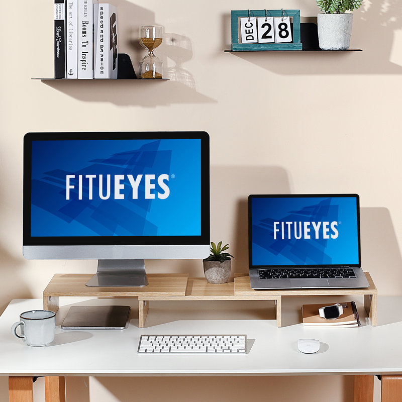 FITUEYES Support pour écran double avec tablette pivotante et réglable