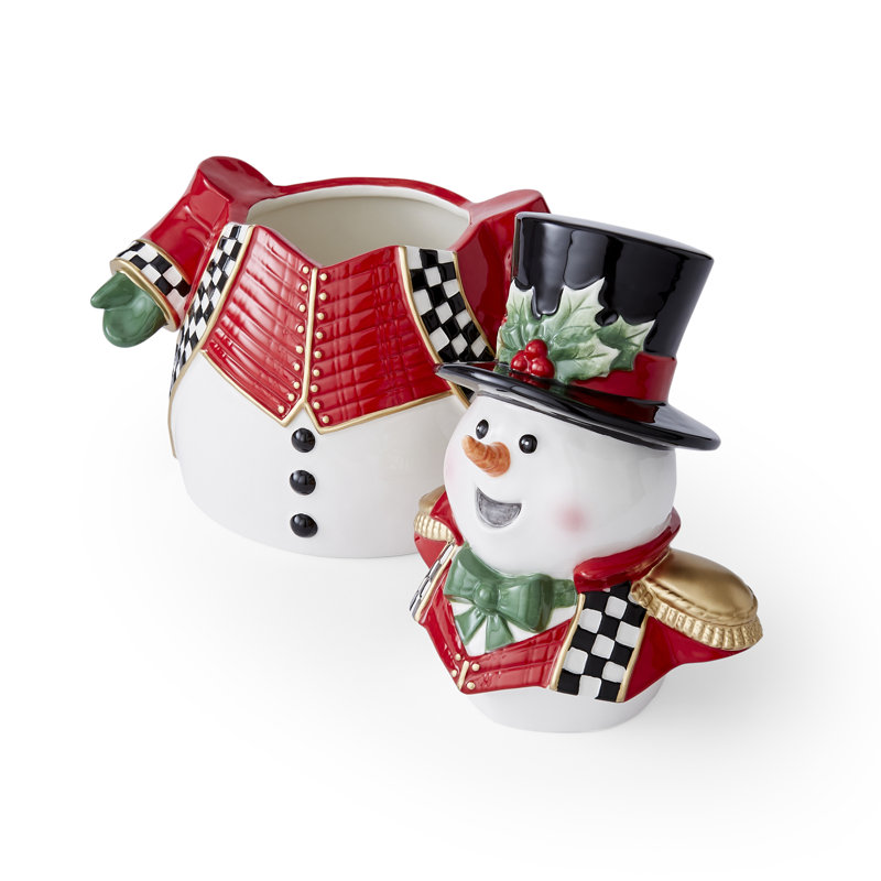 Christmas Tree BLACK&WHITE SNOWMAN COOKIE JAR