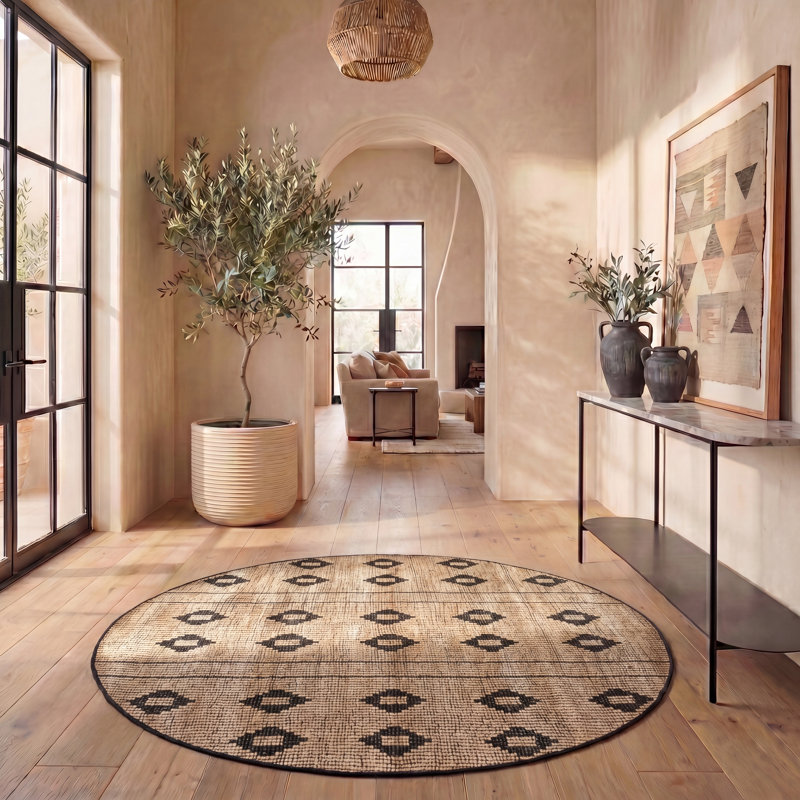 Kornelis natural fiber flatwoven jute rug, Rond 6 pi