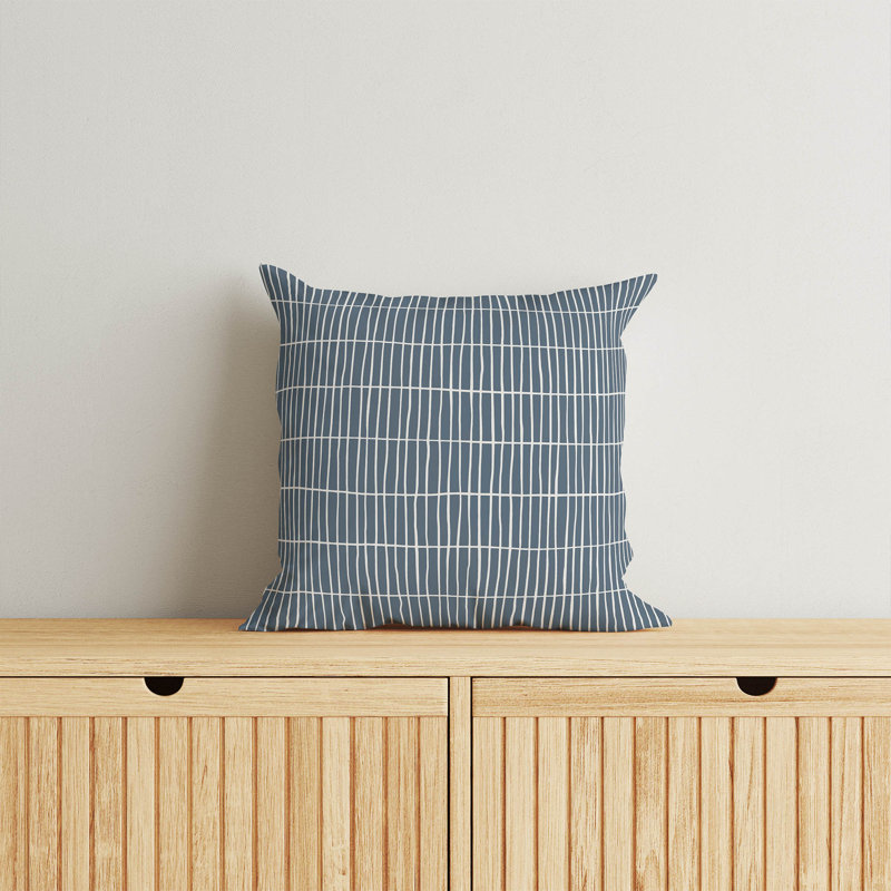 Coussin Snow Fence, Bleu géométrique, H 26 po x l 26 po