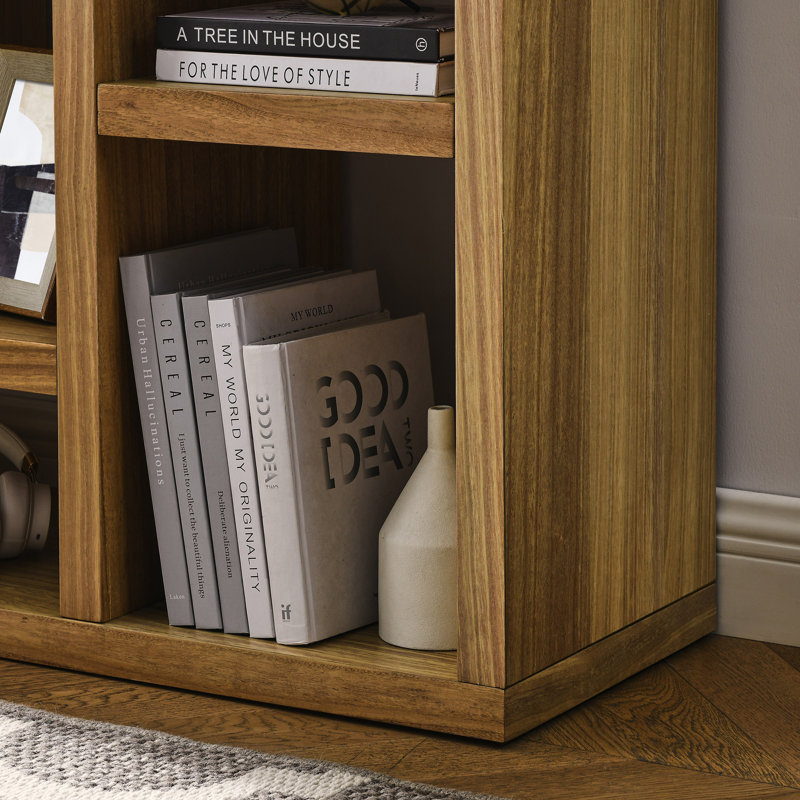 Open Wooden Open Shelf Bookcase, Freestanding Display Storage Cabinet With 7 Cube Storage Spaces, Floor Standing Bookshelf, Entryway, Living Room Storage Cabinet