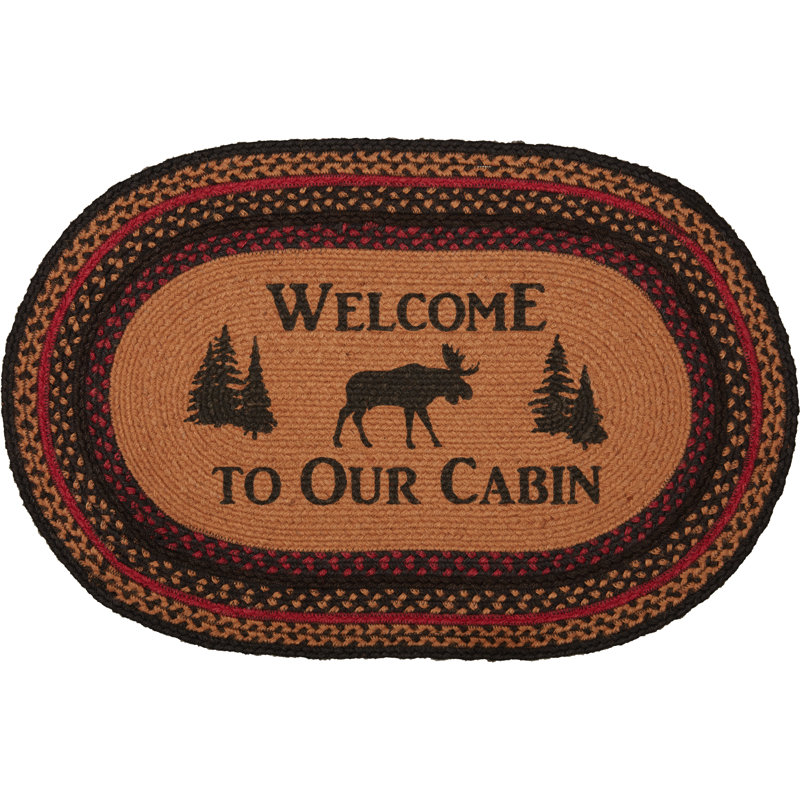 Tapis rouge / noir / brun Halleck, Ovale 1 pi 8 po x 2 pi 6 po