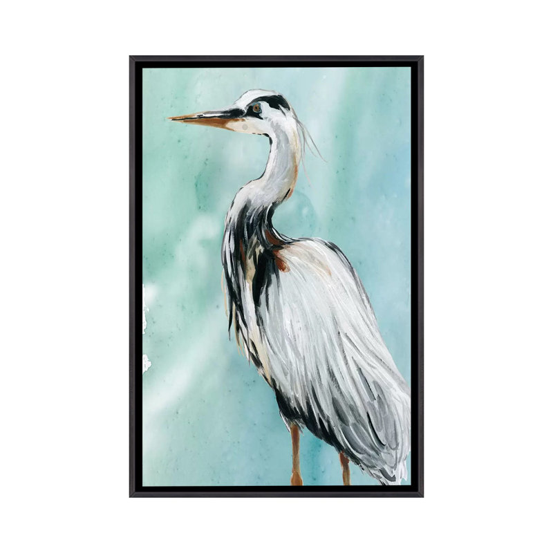 «Delray Crane II» par Carol Robinson - reproduction d'art, Toile avec cadre noir patiné, H 48 po x l 32 po x P 1,5 po