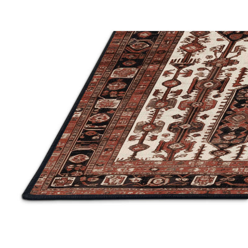 Tapis turc noir lavable à la machine, Carré 8 pi