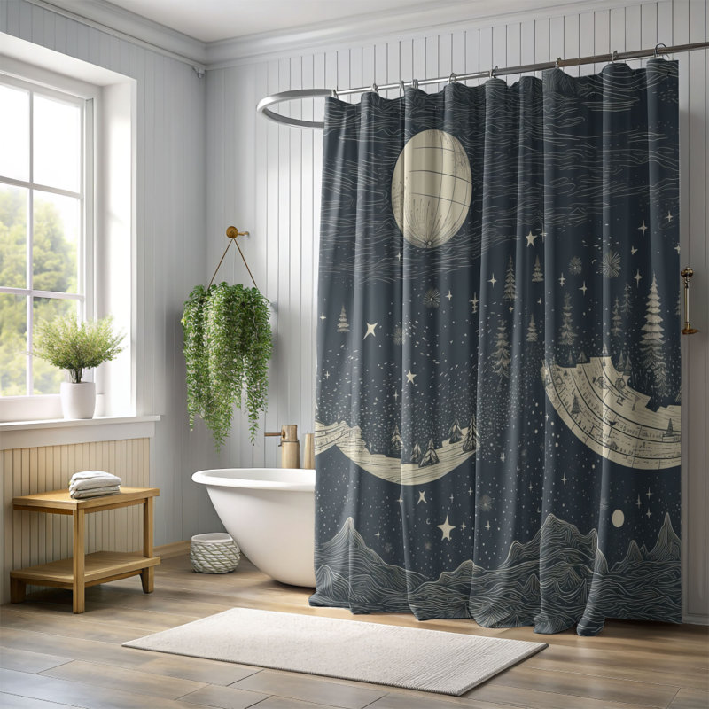 Caidence Abstract Shower Curtain, 74"H x 71"W