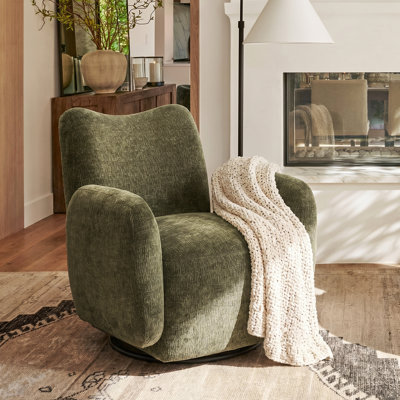 Arlow Modern Contemporary Chenille Swivel Accent Chair with 360-Degree Base