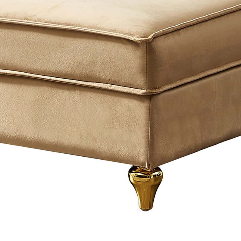 Chaise longue en velours Kelei, Kaki