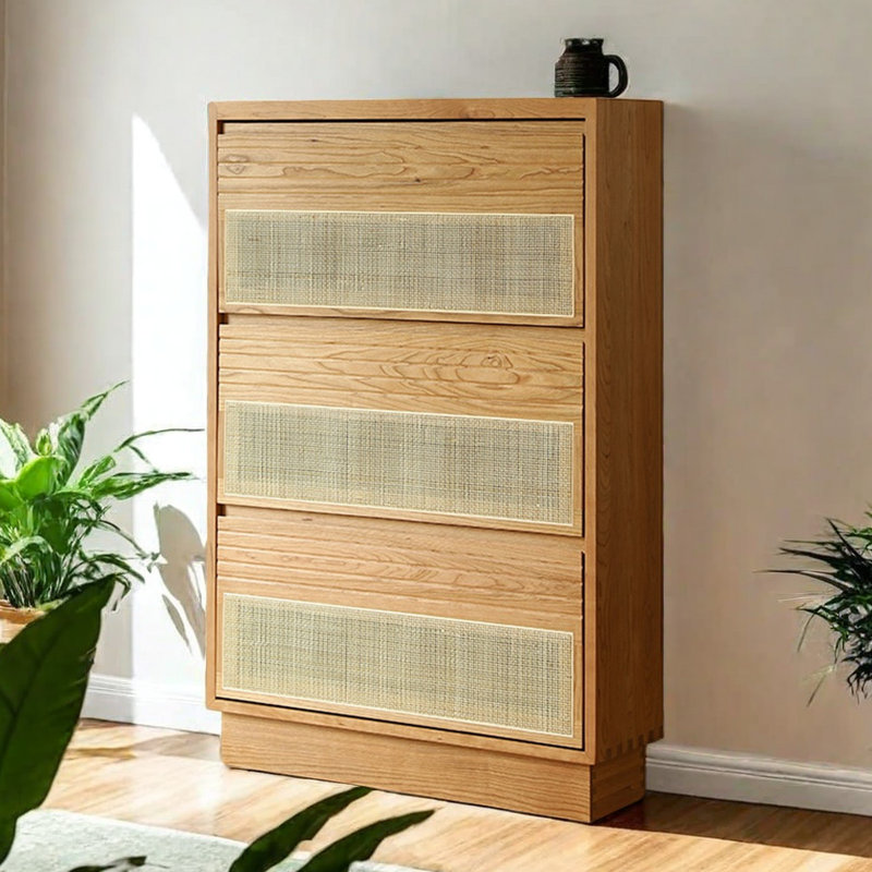 Armoire de rangement en bois massif en rotin ultra-mince avec 24 paires de chaussures