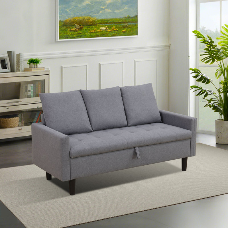 Light Gray Linen Storage Sofa